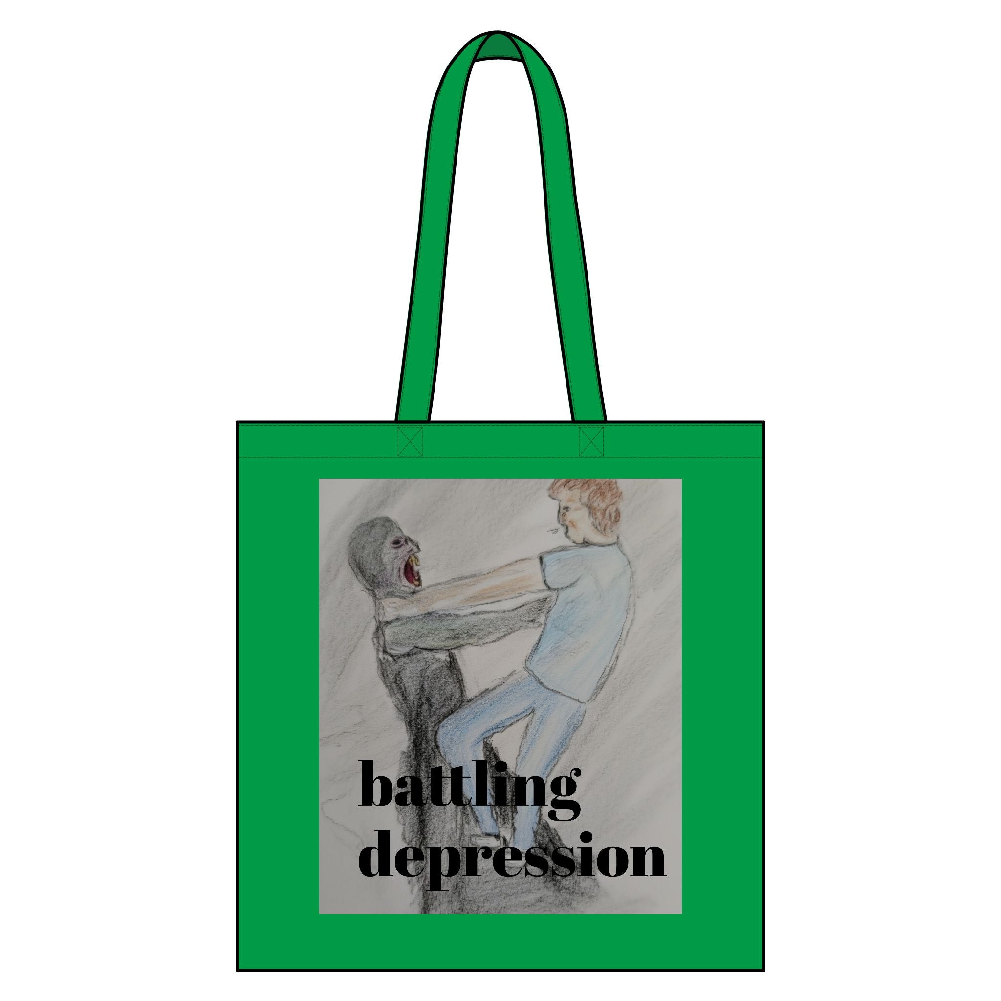 Battling Depression Canvas Grocery Tote