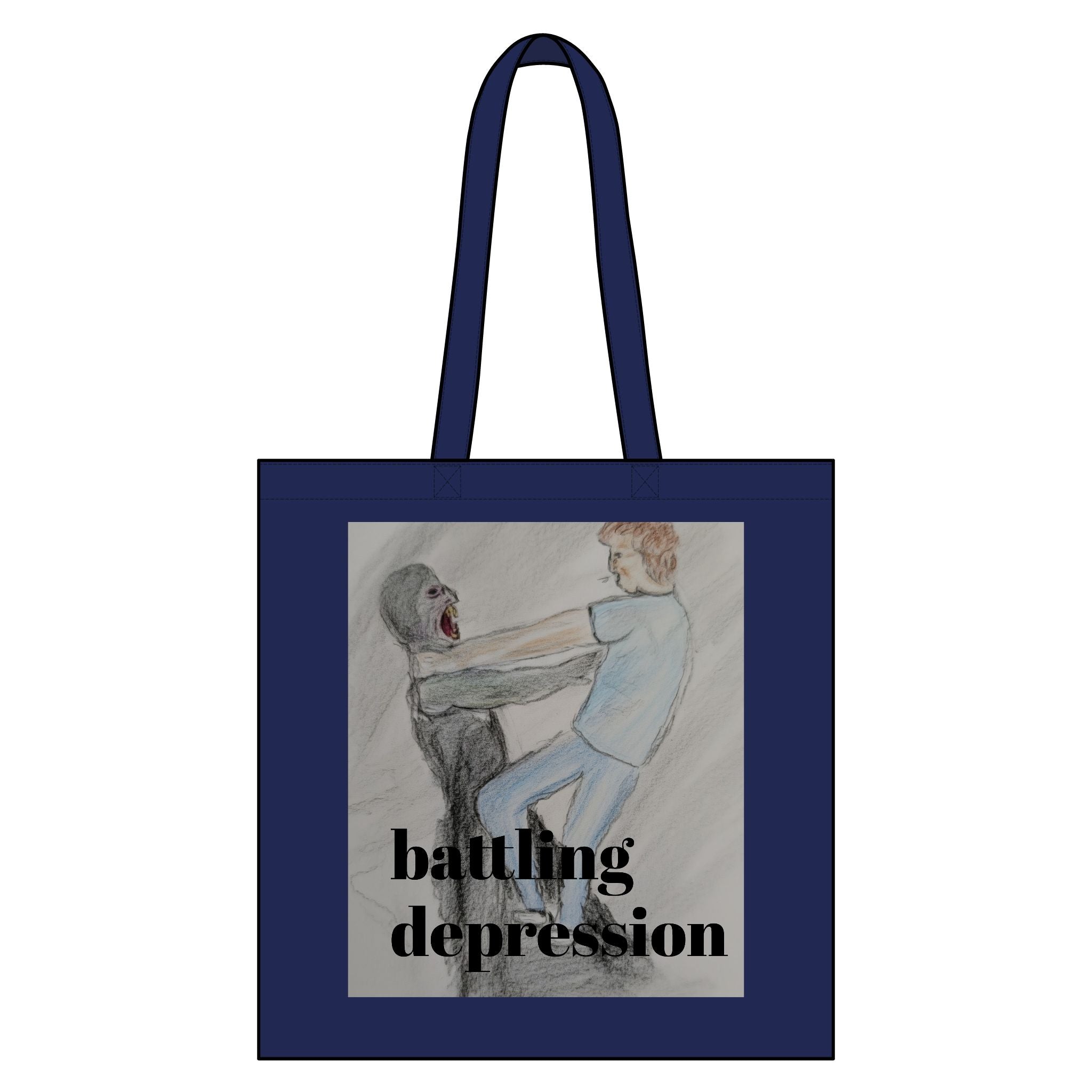 Battling Depression Canvas Grocery Tote