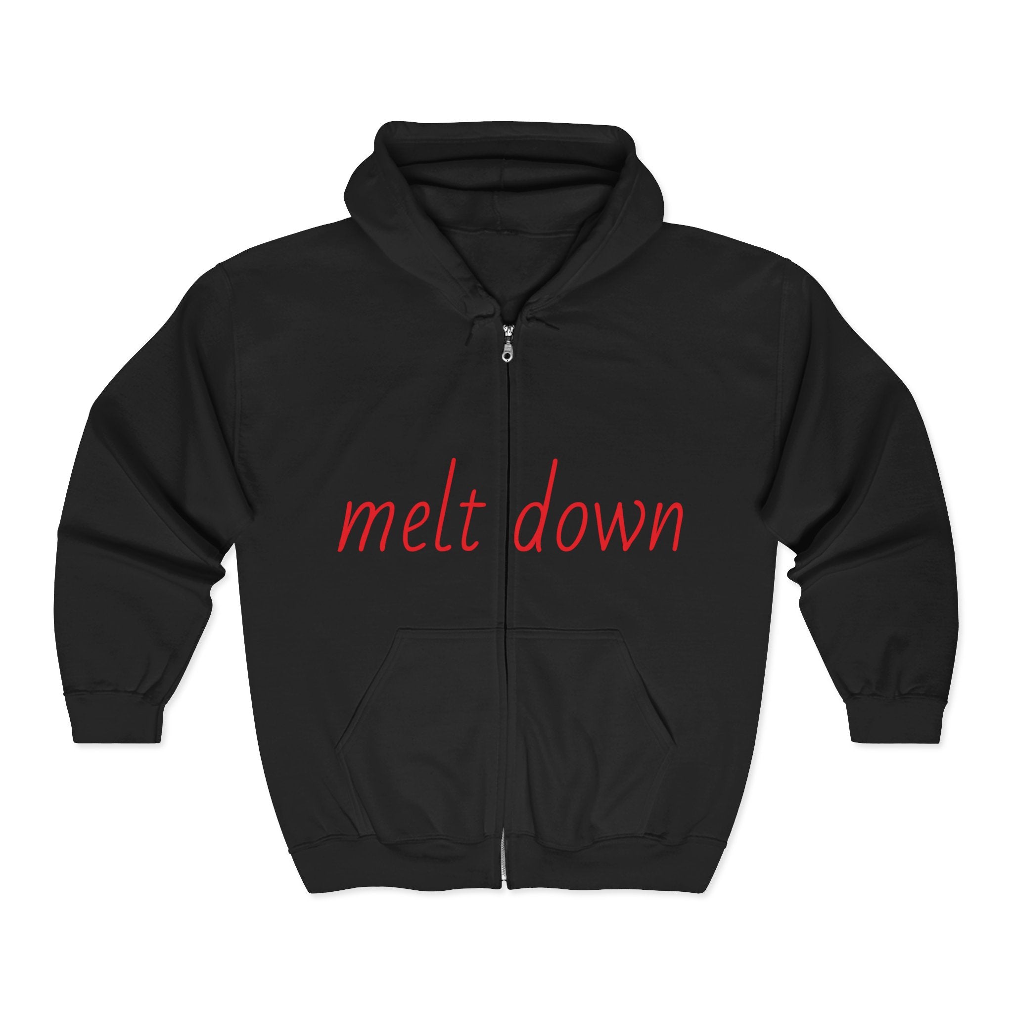 Unisex Heavy Blend Zip Hoodie: 'Melt Down' Funny Sweatshirt, Comfortable Jacket, Gift for Friends, Humor Apparel, Casual Wear